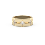 Three Stones Style Wedding Band with 0.71 CT Princess Cut Moissanite – Yellow, White, or Rose Gold