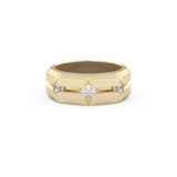 Three Stones Style Wedding Band with 0.71 CT Princess Cut Moissanite – Yellow, White, or Rose Gold
