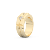 Three Stones Style Wedding Band with 0.71 CT Princess Cut Moissanite – Yellow, White, or Rose Gold