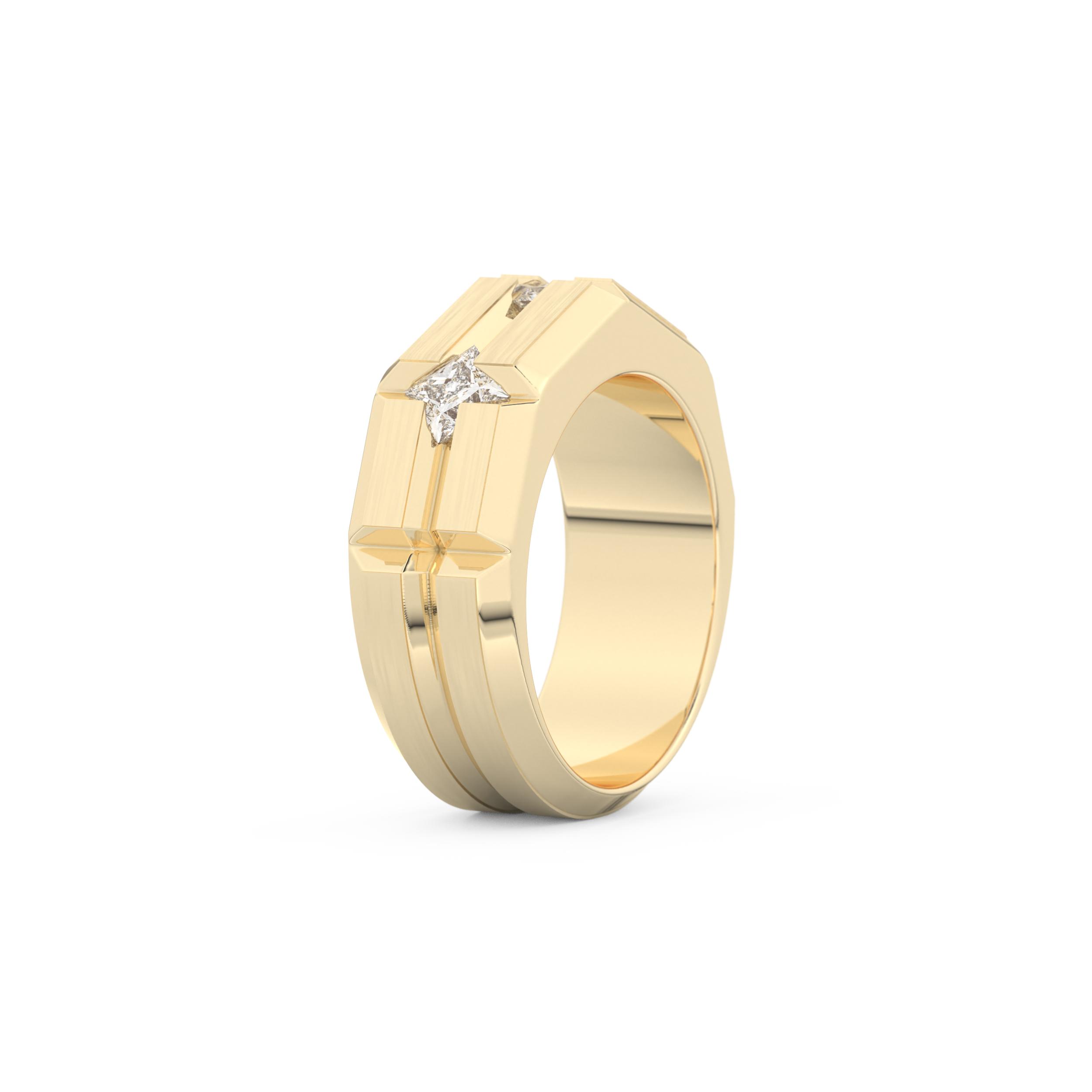 Three Stones Style Wedding Band with 0.71 CT Princess Cut Moissanite – Yellow, White, or Rose Gold