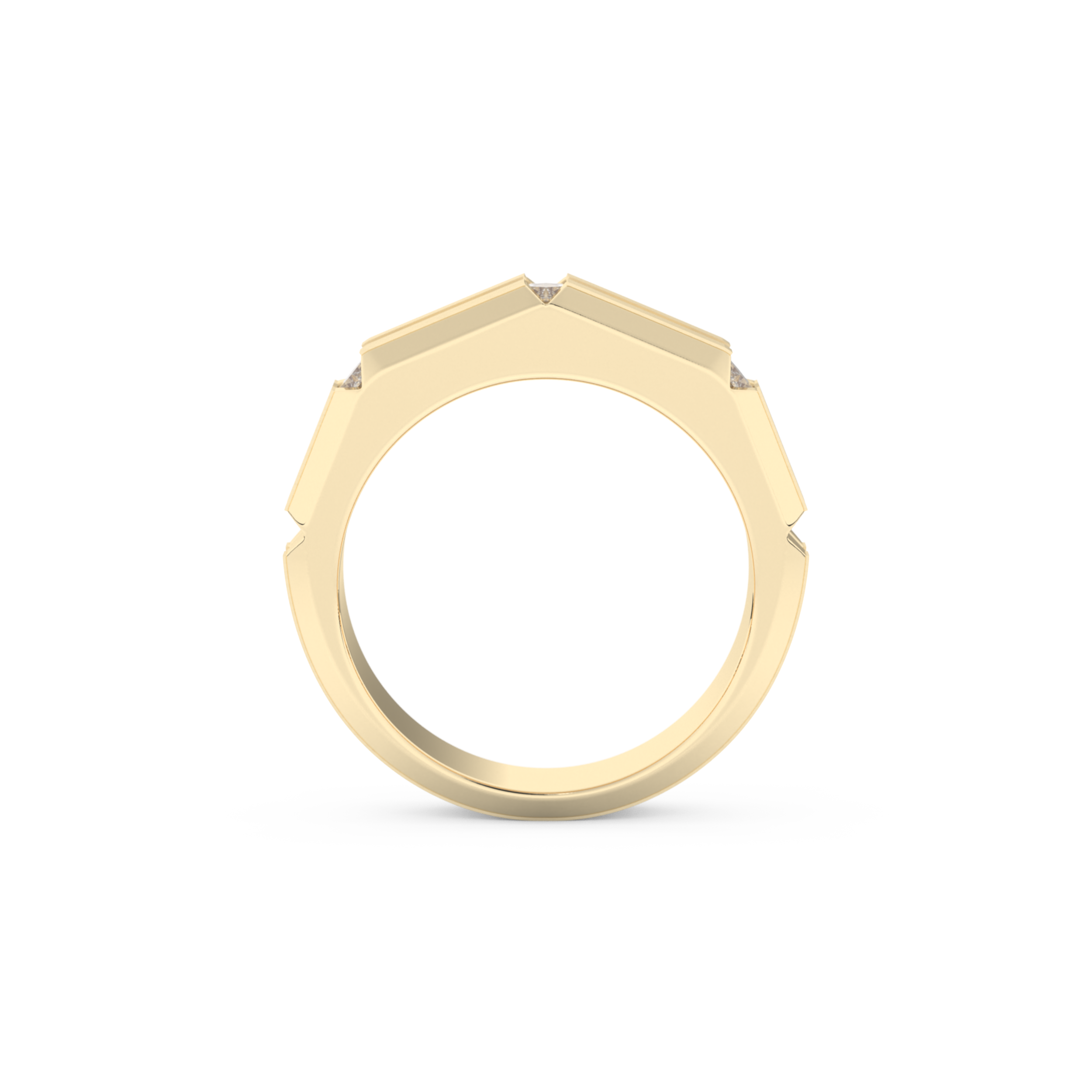 Three Stones Style Wedding Band with 0.71 CT Princess Cut Moissanite – Yellow, White, or Rose Gold