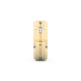Three Stones Style Wedding Band with 0.71 CT Princess Cut Moissanite – Yellow, White, or Rose Gold