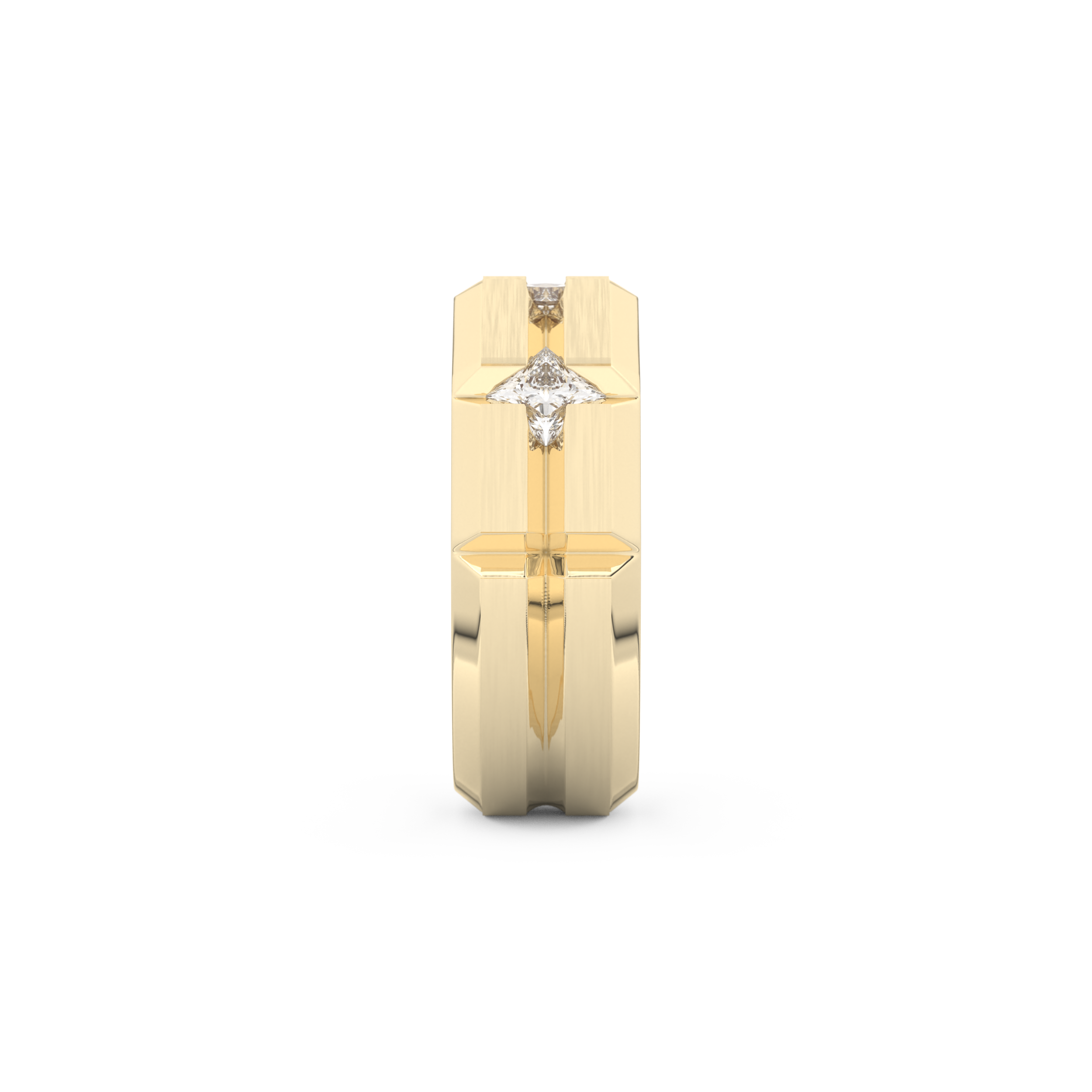 Three Stones Style Wedding Band with 0.71 CT Princess Cut Moissanite – Yellow, White, or Rose Gold
