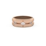 Three Stones Style Wedding Band with 0.71 CT Princess Cut Moissanite – Yellow, White, or Rose Gold