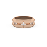 Three Stones Style Wedding Band with 0.71 CT Princess Cut Moissanite – Yellow, White, or Rose Gold