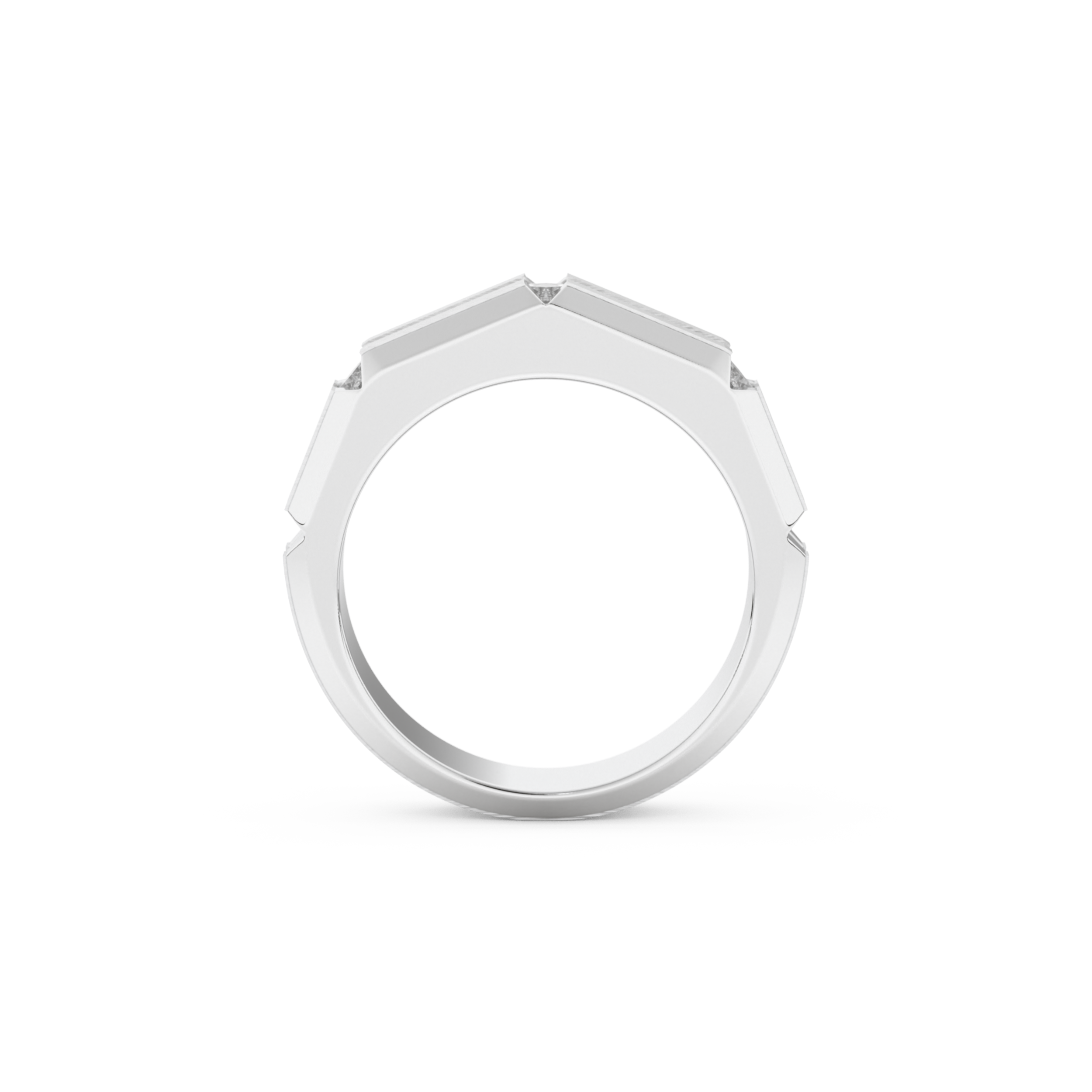 Three Stones Style Wedding Band with 0.71 CT Princess Cut Moissanite – Yellow, White, or Rose Gold