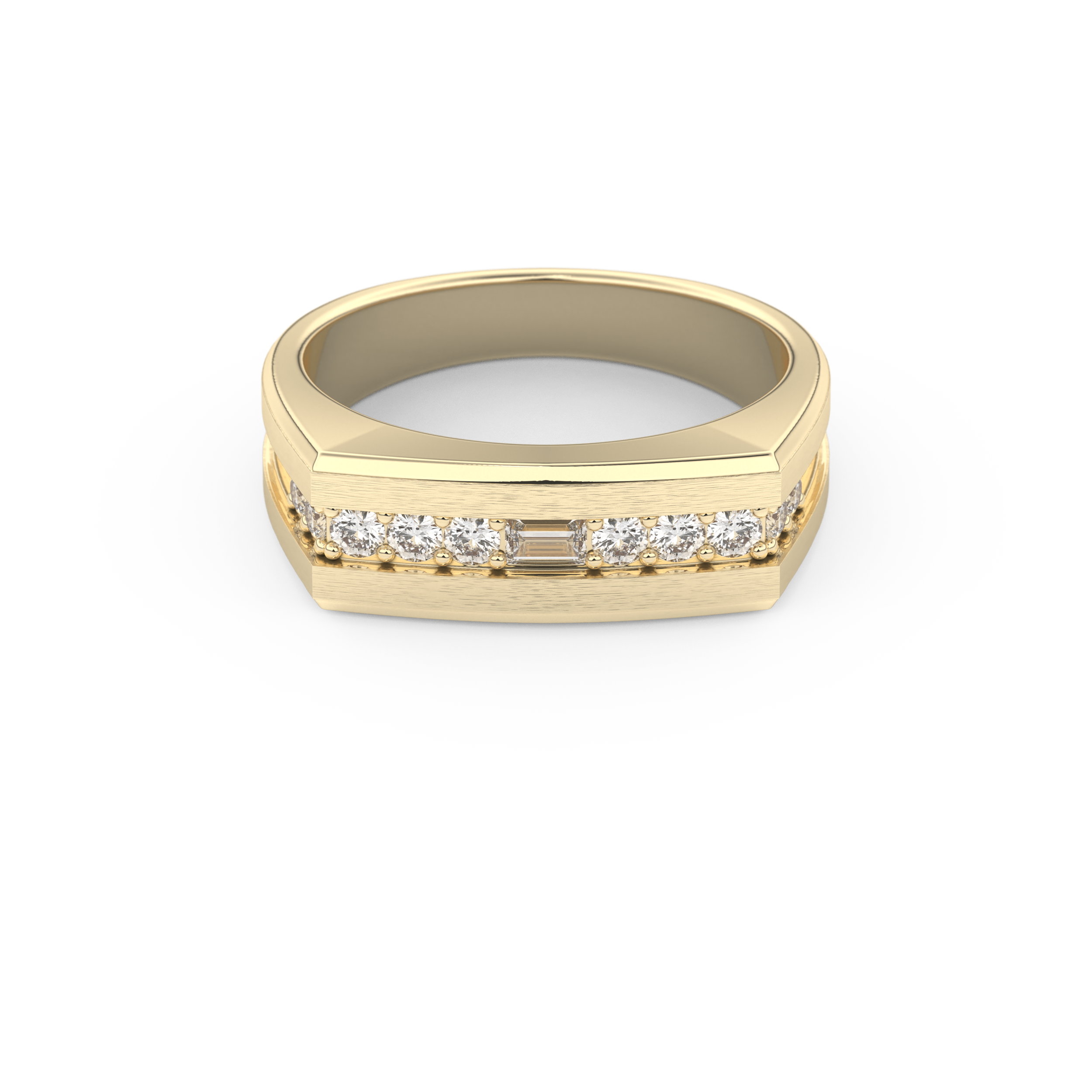 Flush Setting Wedding Band with 0.28 CT Round Cut Moissanite – Yellow, White, or Rose Gold