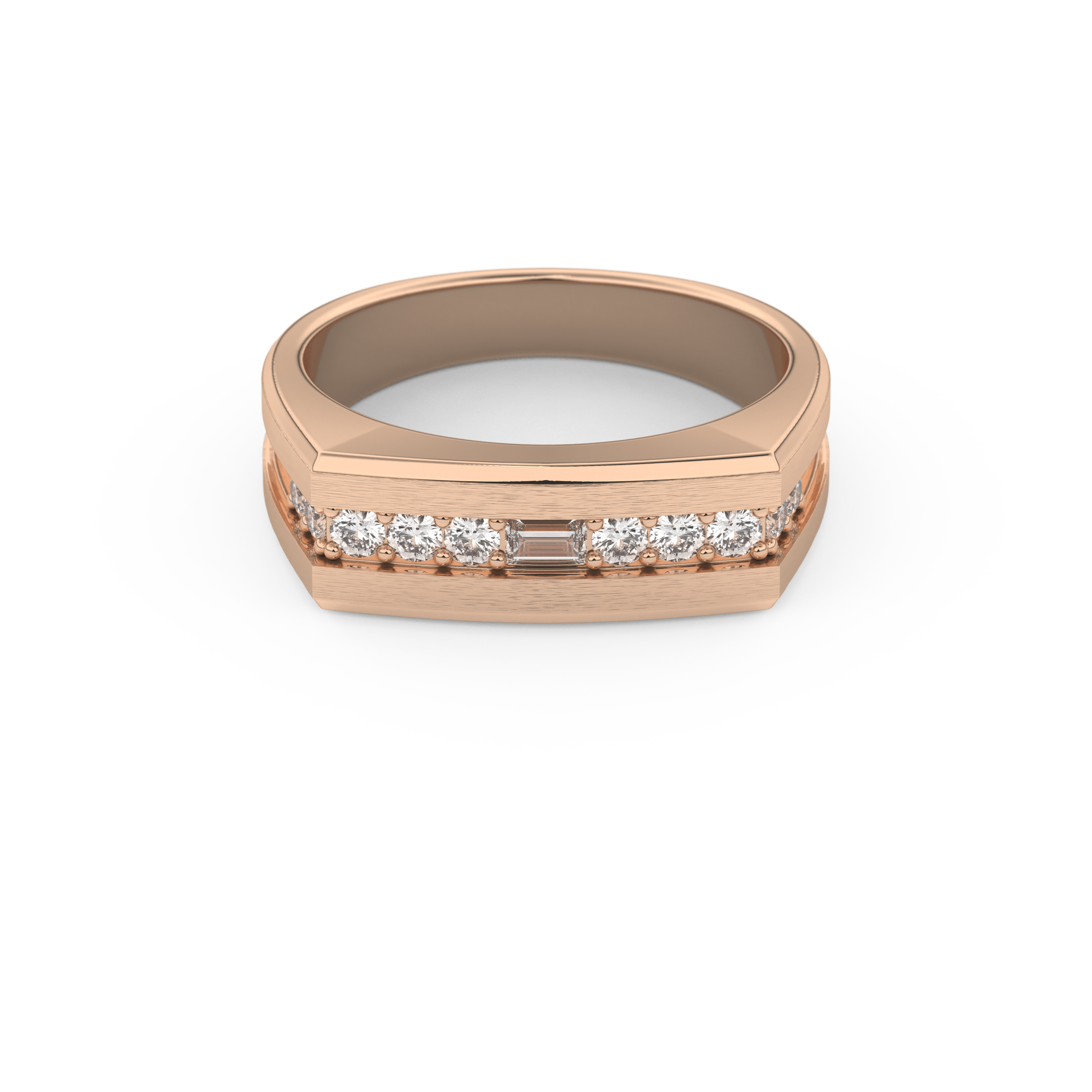 Flush Setting Wedding Band with 0.28 CT Round Cut Moissanite – Yellow, White, or Rose Gold