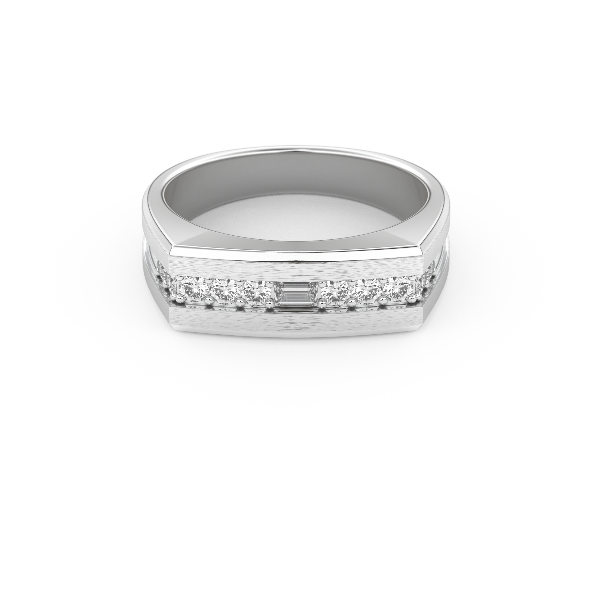 Flush Setting Wedding Band with 0.28 CT Round Cut Moissanite – Yellow, White, or Rose Gold