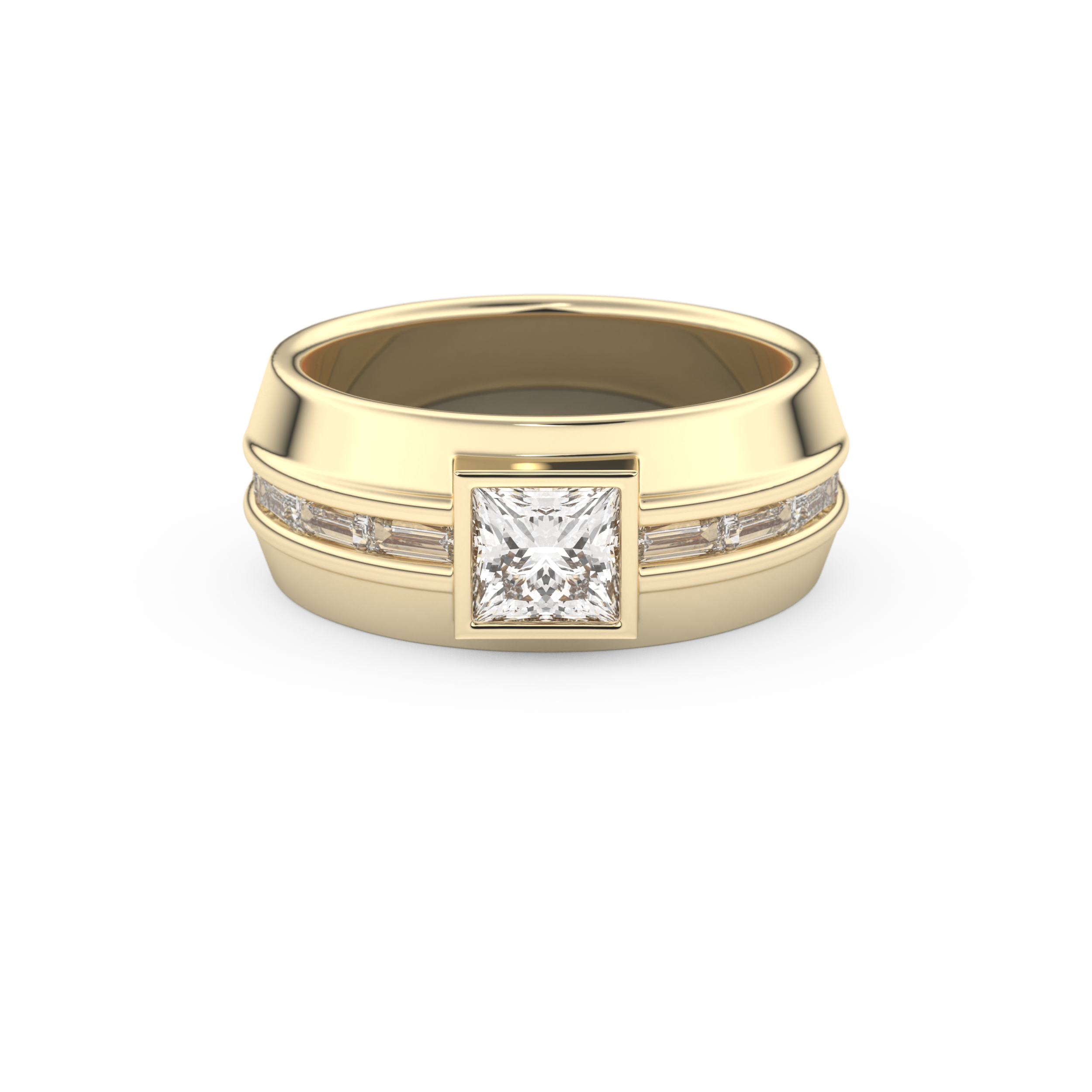 Elongated Princess Cut 0.78 Carat Moissanite Ring – Pave Setting in Gold