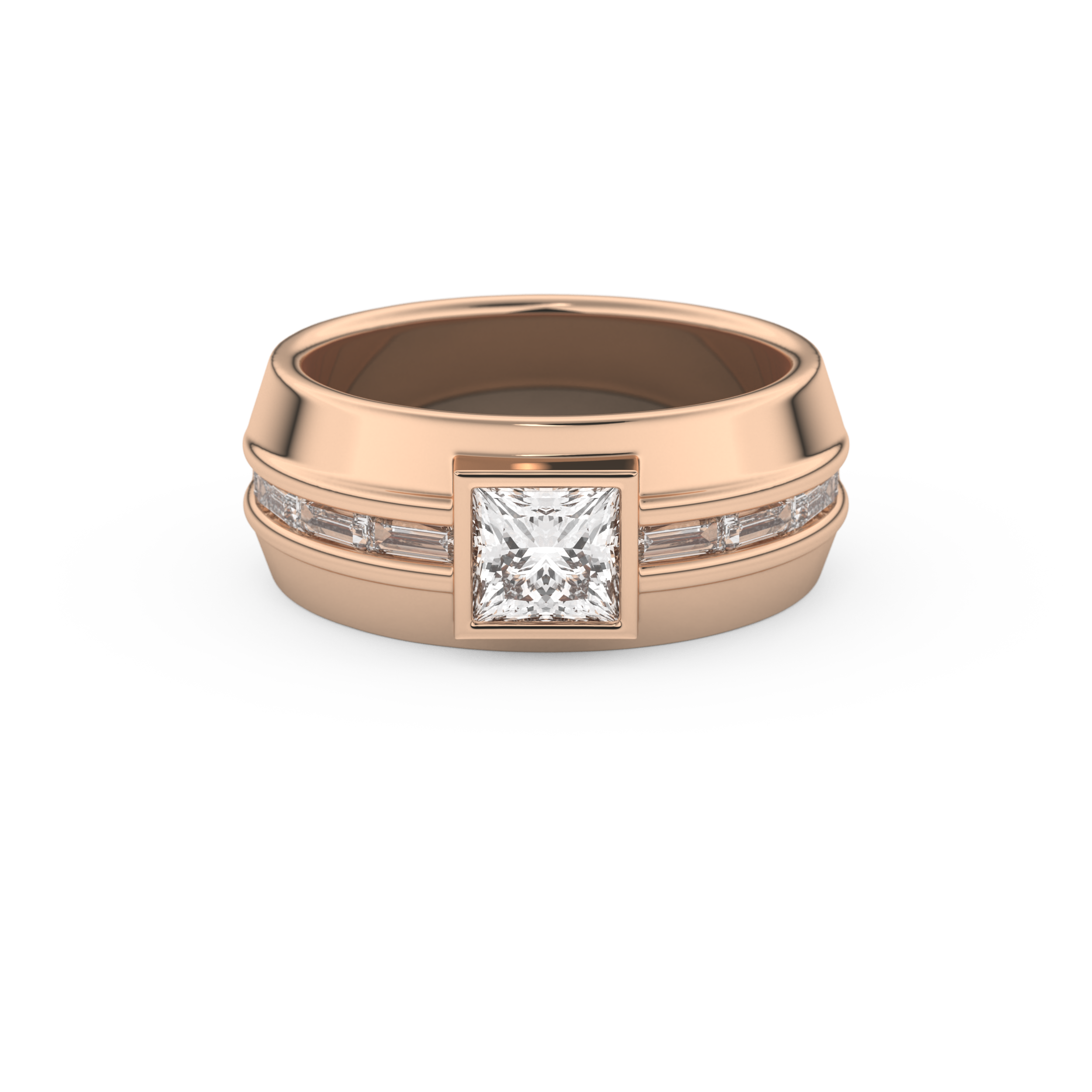 Elongated Princess Cut 0.78 Carat Moissanite Ring – Pave Setting in Gold