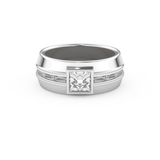 Elongated Princess Cut 0.78 Carat Moissanite Ring – Pave Setting in Gold