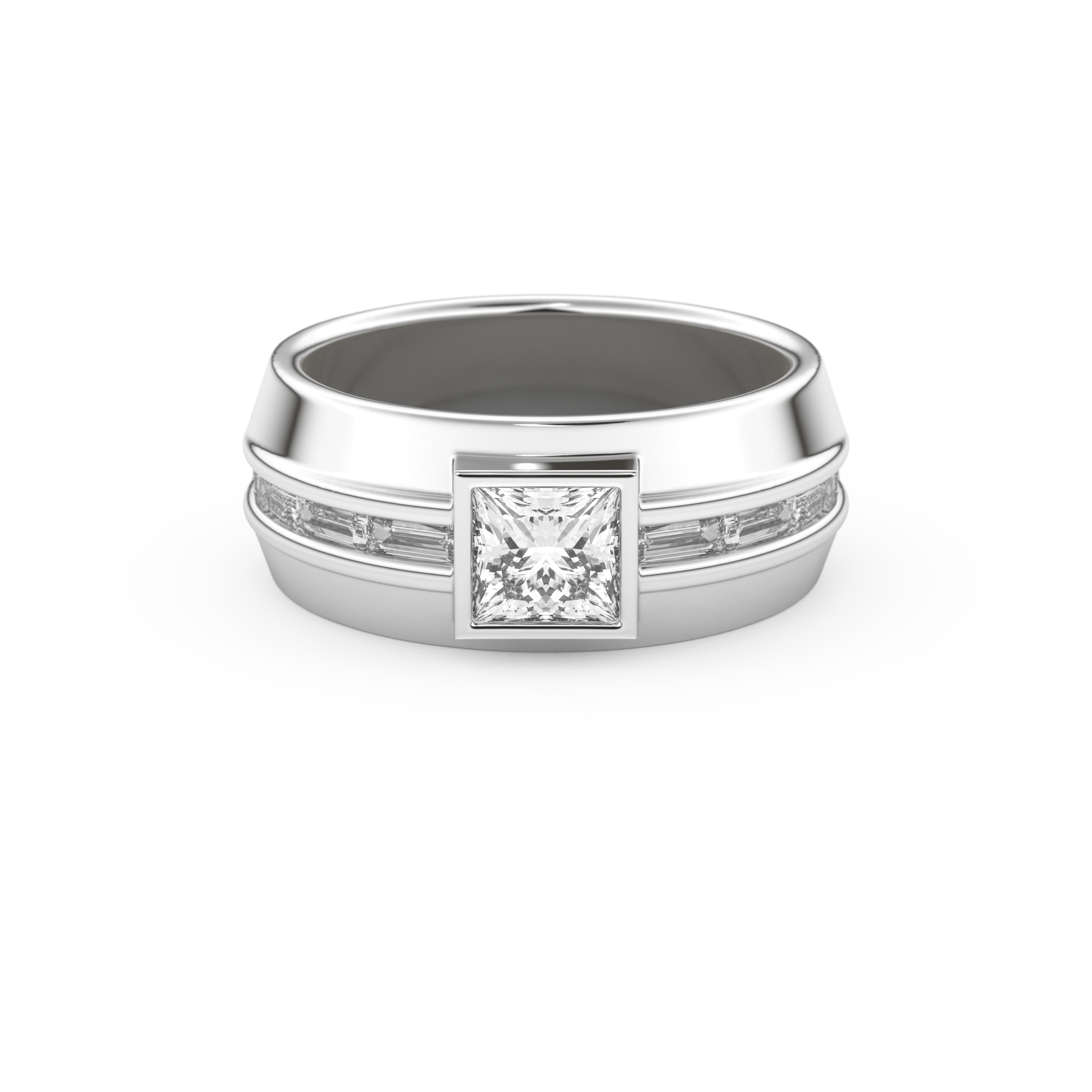 Elongated Princess Cut 0.78 Carat Moissanite Ring – Pave Setting in Gold