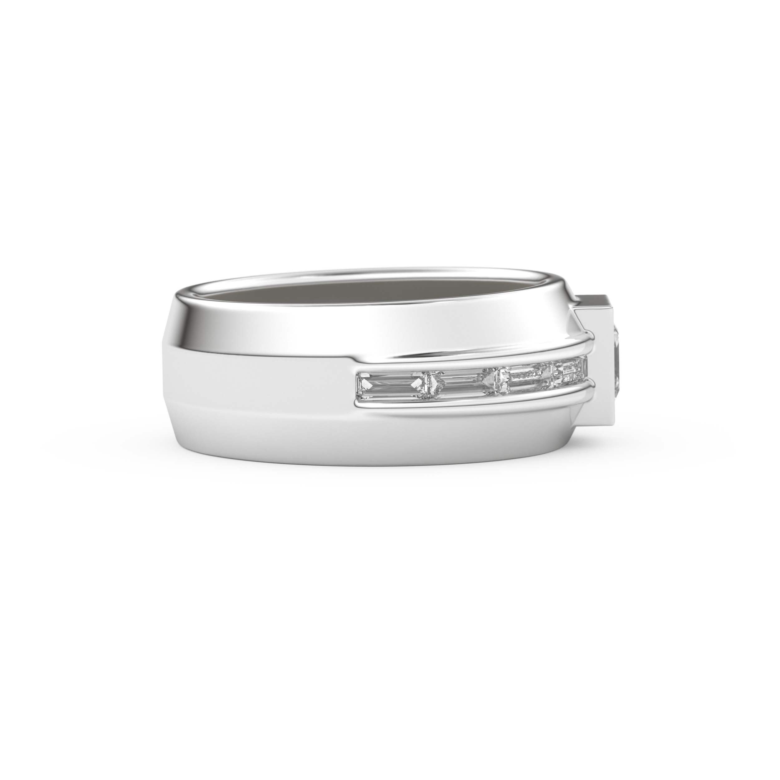 Elongated Princess Cut 0.78 Carat Moissanite Ring – Pave Setting in Gold