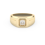 Signet Setting Wedding Band with 0.5 CT Princess Cut Moissanite – Yellow, White, or Rose Gold