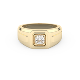 Signet Setting Wedding Band with 0.5 CT Princess Cut Moissanite – Yellow, White, or Rose Gold