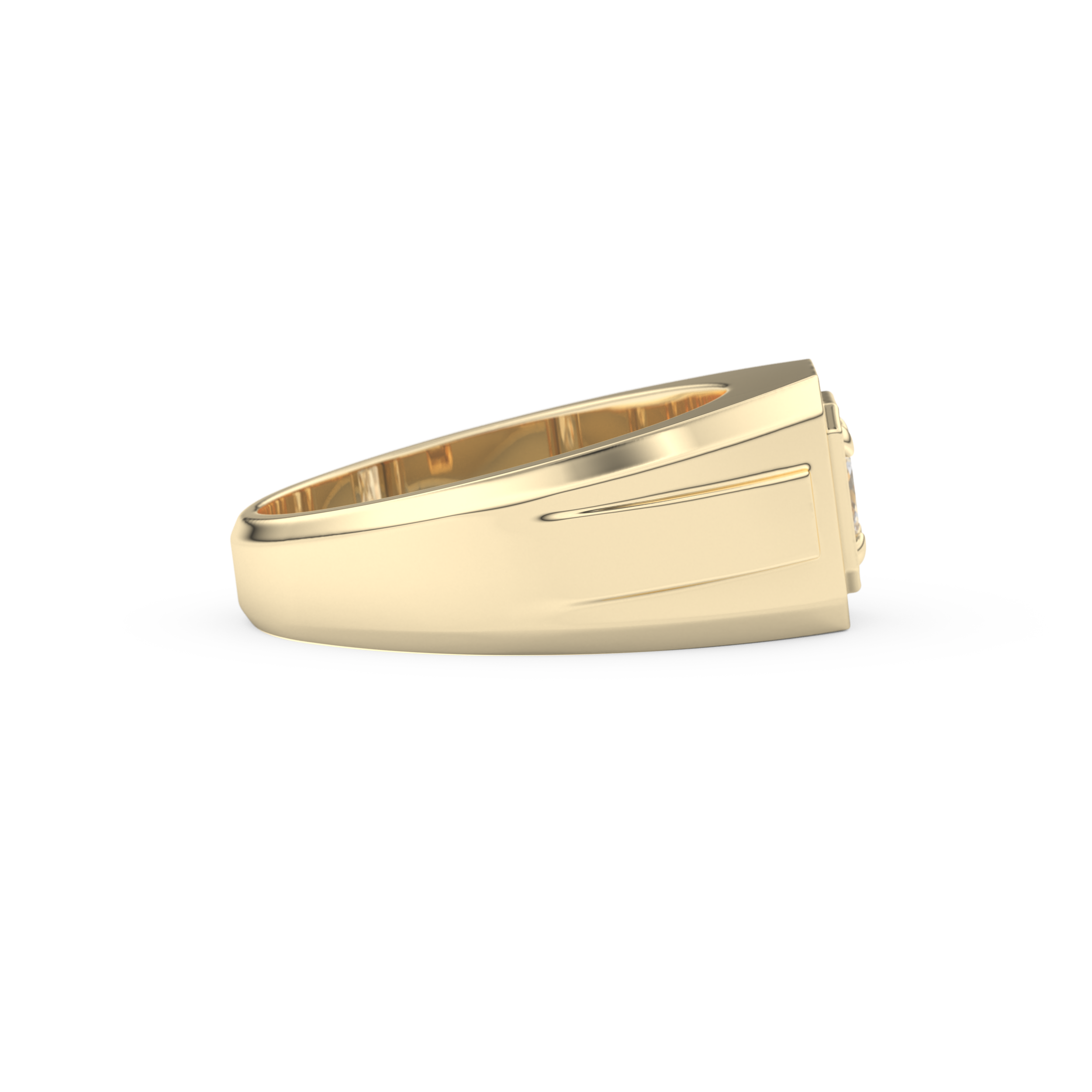 Signet Setting Wedding Band with 0.5 CT Princess Cut Moissanite – Yellow, White, or Rose Gold