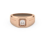Signet Setting Wedding Band with 0.5 CT Princess Cut Moissanite – Yellow, White, or Rose Gold
