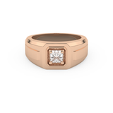Signet Setting Wedding Band with 0.5 CT Princess Cut Moissanite – Yellow, White, or Rose Gold