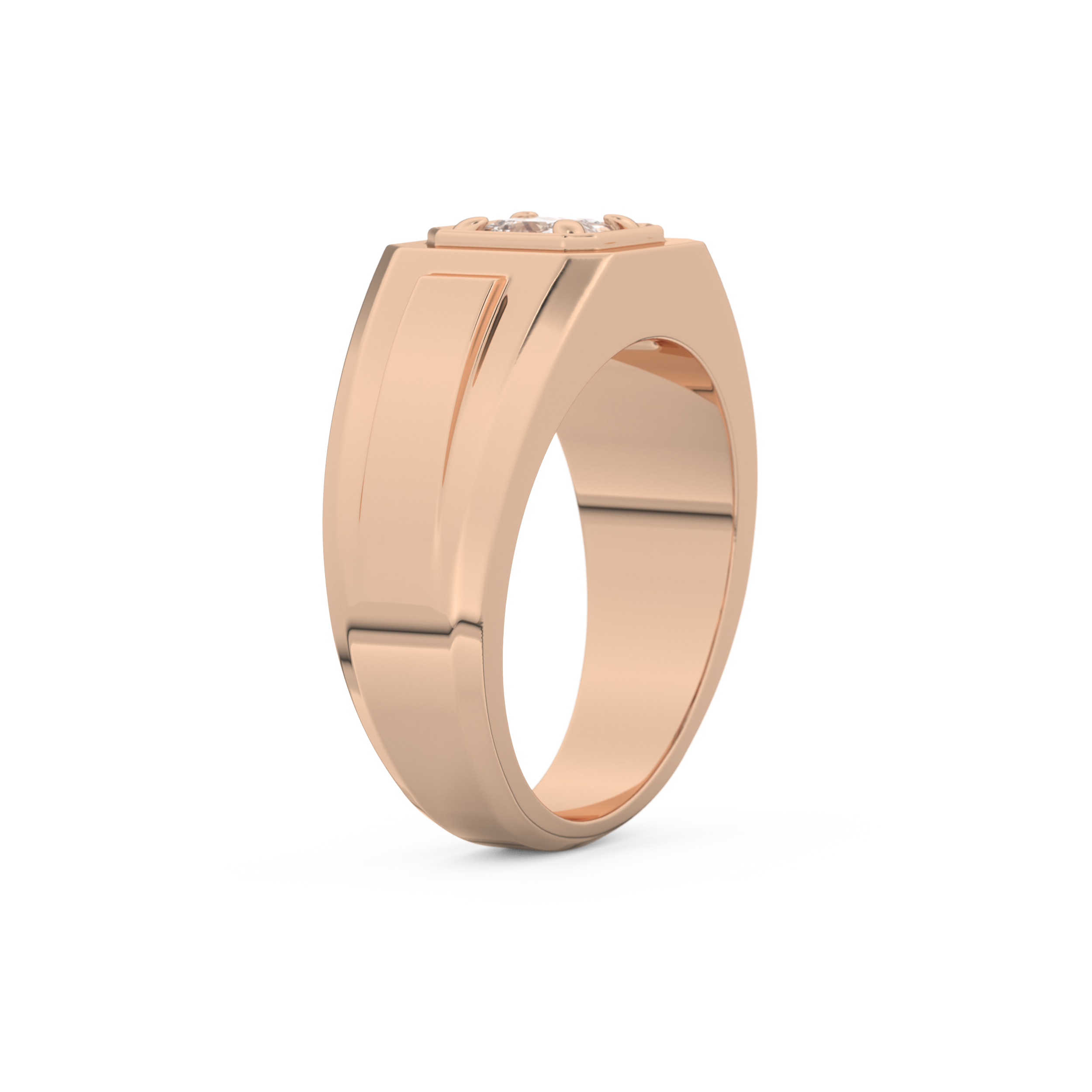 Signet Setting Wedding Band with 0.5 CT Princess Cut Moissanite – Yellow, White, or Rose Gold