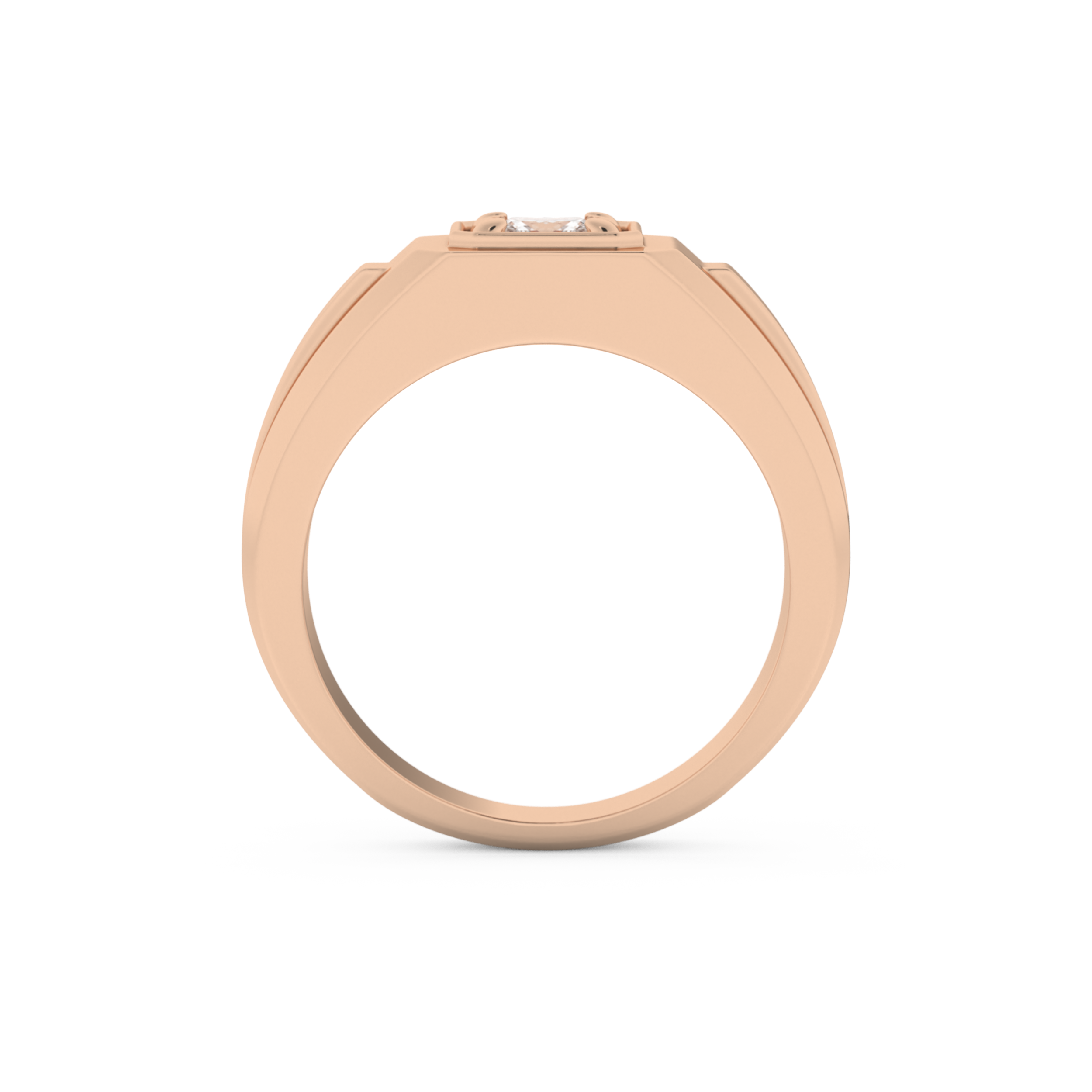 Signet Setting Wedding Band with 0.5 CT Princess Cut Moissanite – Yellow, White, or Rose Gold