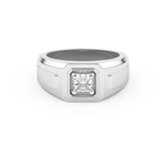Signet Setting Wedding Band with 0.5 CT Princess Cut Moissanite – Yellow, White, or Rose Gold