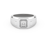 Signet Setting Wedding Band with 0.5 CT Princess Cut Moissanite – Yellow, White, or Rose Gold