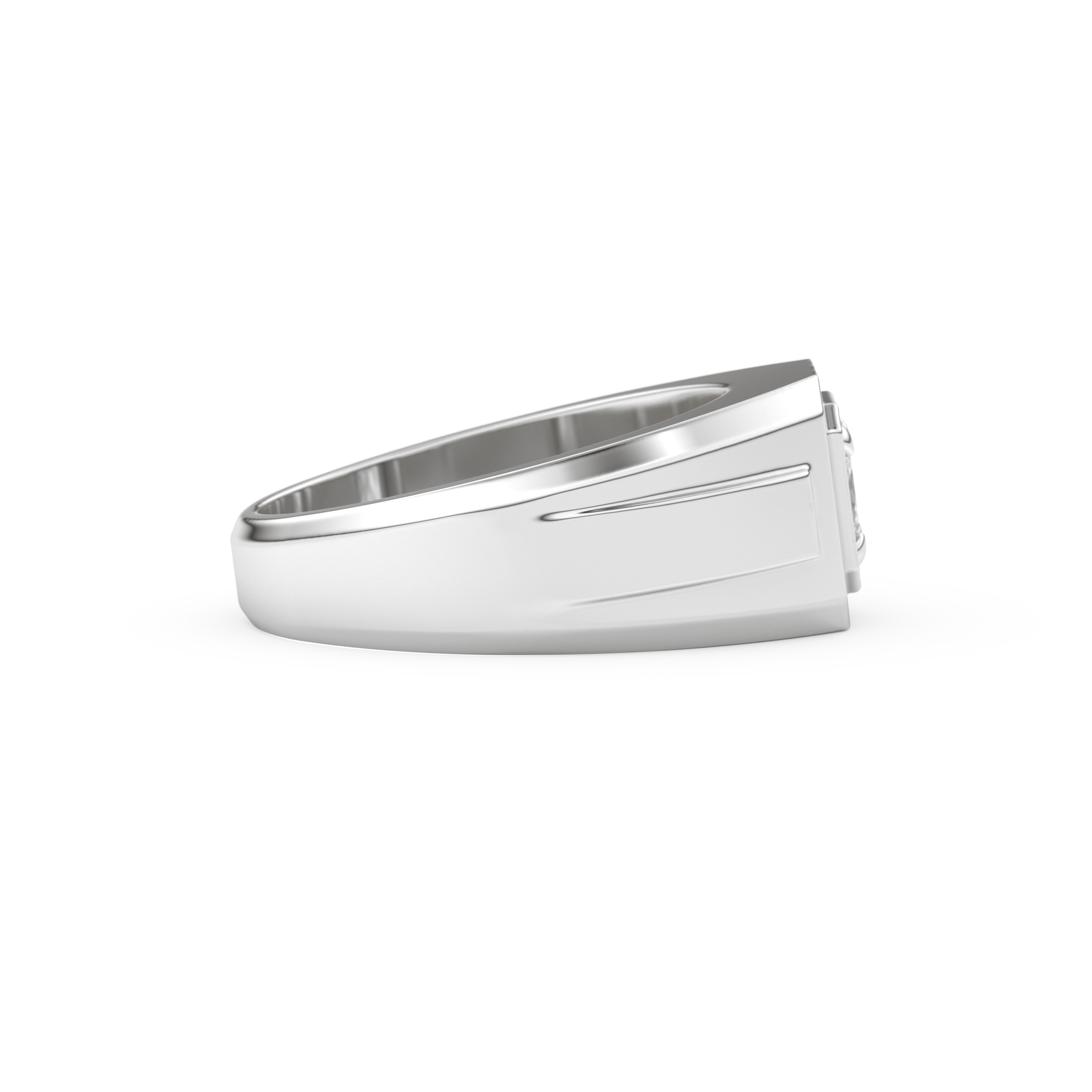 Signet Setting Wedding Band with 0.5 CT Princess Cut Moissanite – Yellow, White, or Rose Gold