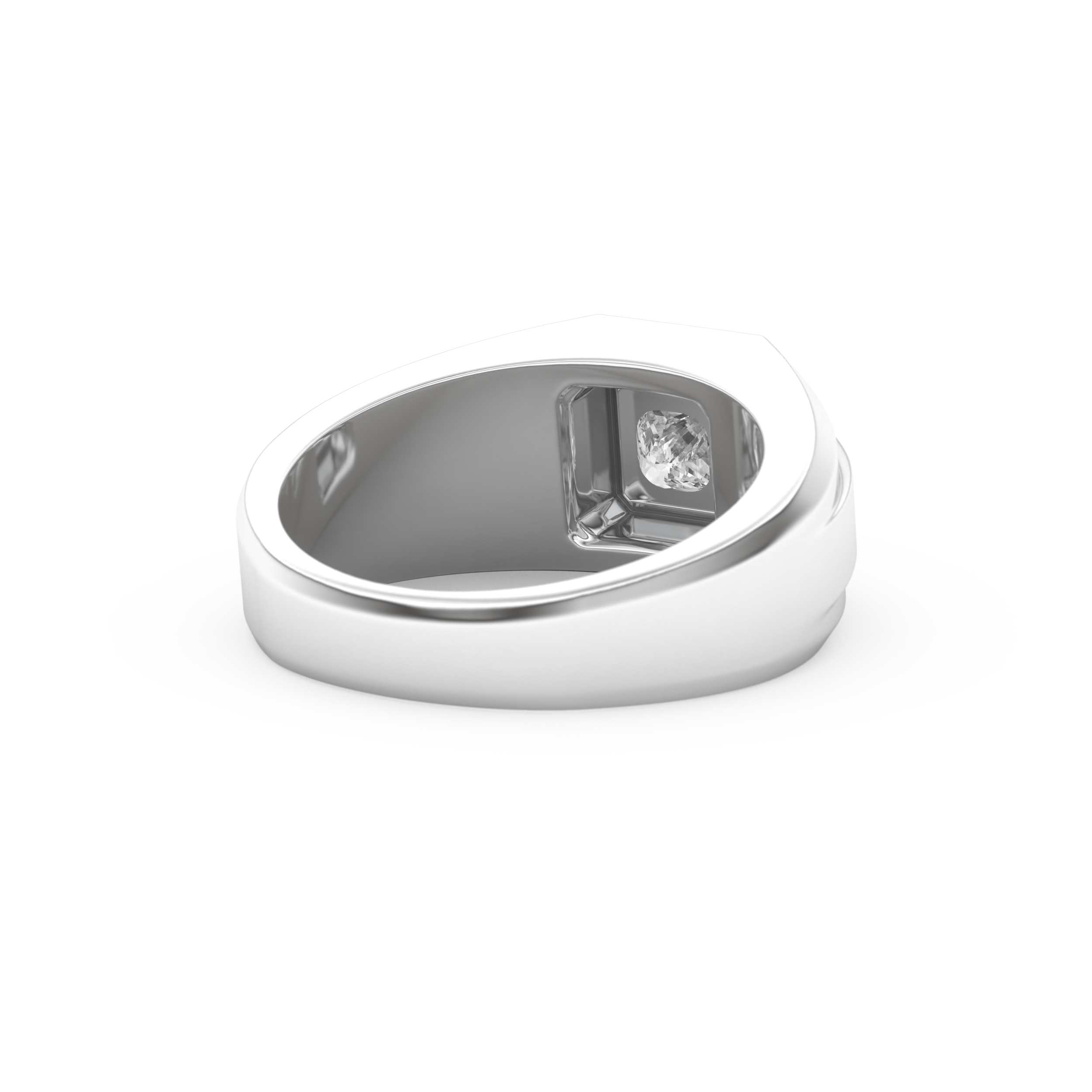 Signet Setting Wedding Band with 0.5 CT Princess Cut Moissanite – Yellow, White, or Rose Gold