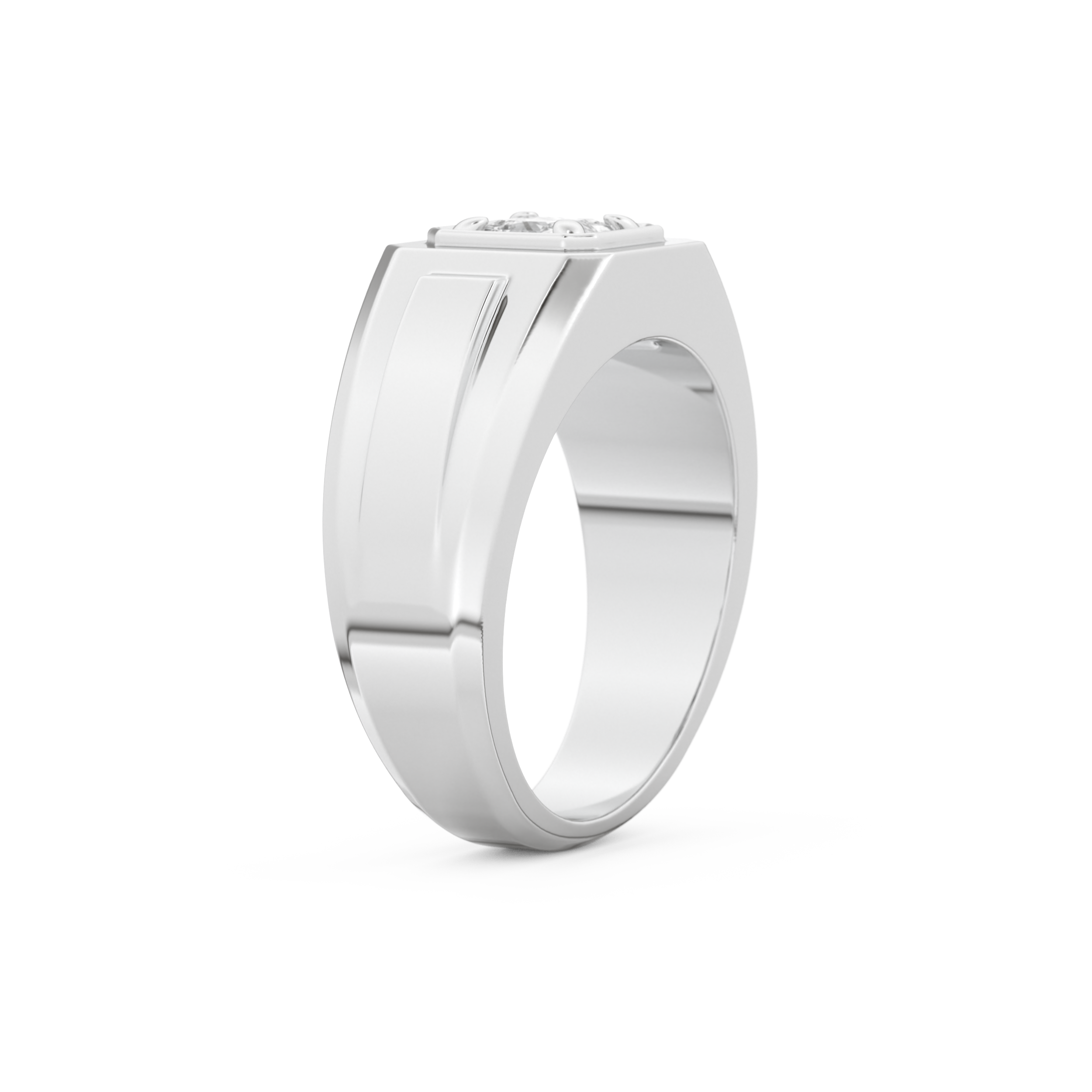 Signet Setting Wedding Band with 0.5 CT Princess Cut Moissanite – Yellow, White, or Rose Gold