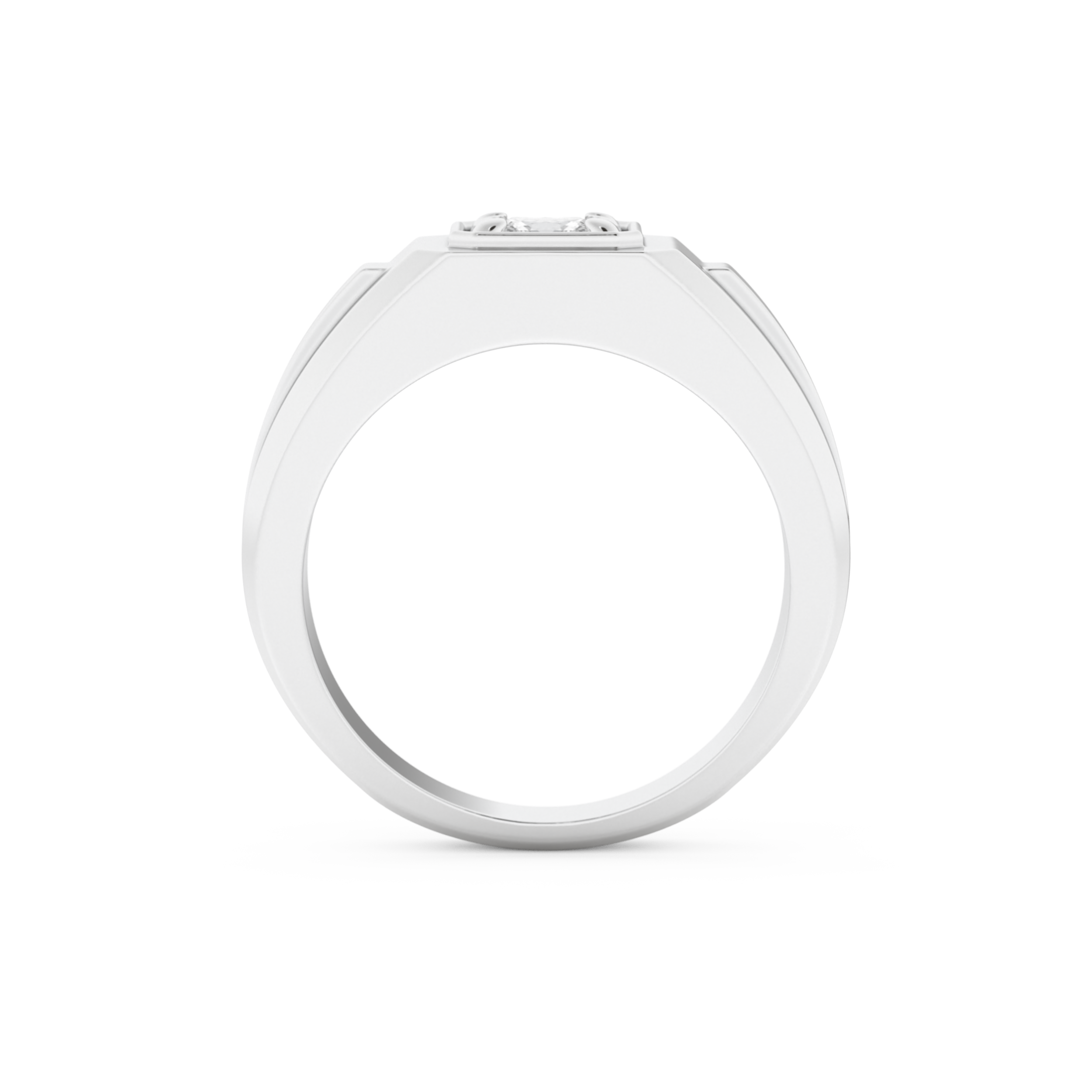 Signet Setting Wedding Band with 0.5 CT Princess Cut Moissanite – Yellow, White, or Rose Gold