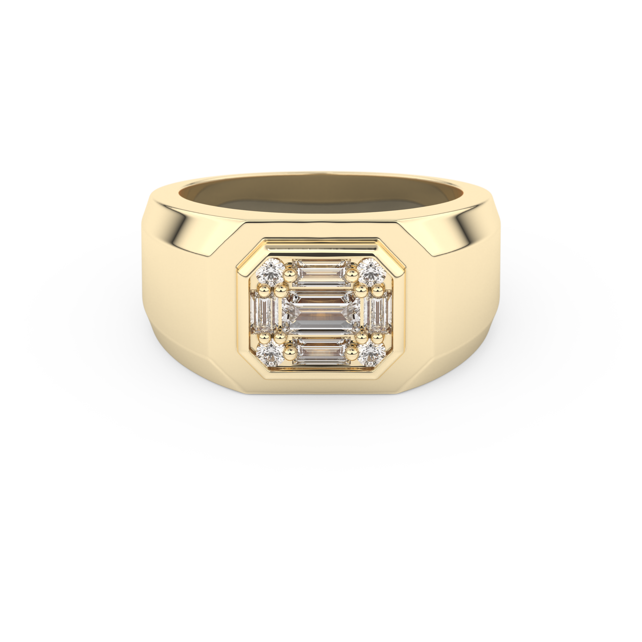 Multi Stones Wedding Band with 0.46 CT Round and Baguette Cut Moissanite – Yellow, White, or Rose Gold