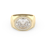Elongated Oval Cut 2.27 Carat Moissanite Men's Wedding Band – Halo Setting in Gold 7