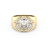 Elongated Oval Cut 2.27 Carat Moissanite Men's Wedding Band – Halo Setting in Gold 7