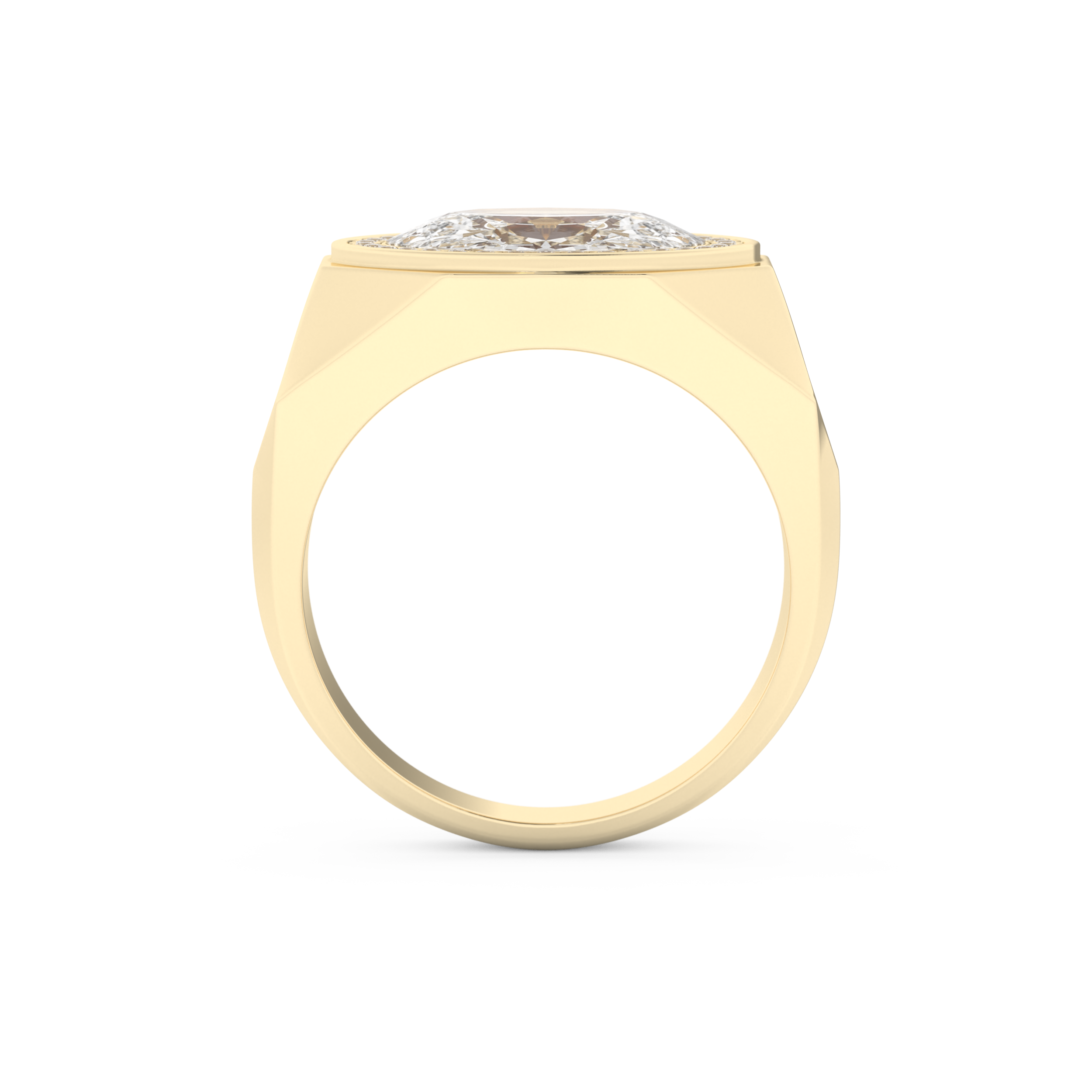 Elongated Oval Cut 2.27 Carat Moissanite Men's Wedding Band – Halo Setting in Gold 11