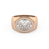 Elongated Oval Cut 2.27 Carat Moissanite Men's Wedding Band – Halo Setting in Gold 13