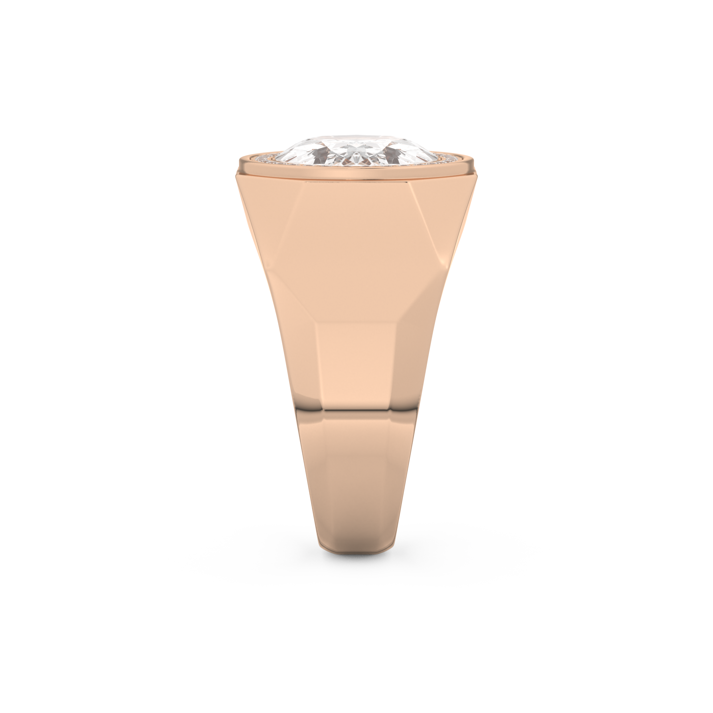 Elongated Oval Cut 2.27 Carat Moissanite Men's Wedding Band – Halo Setting in Gold 18