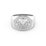 Elongated Oval Cut 2.27 Carat Moissanite Men's Wedding Band – Halo Setting in Gold 1
