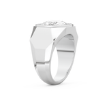 Elongated Oval Cut 2.27 Carat Moissanite Men's Wedding Band – Halo Setting in Gold 4