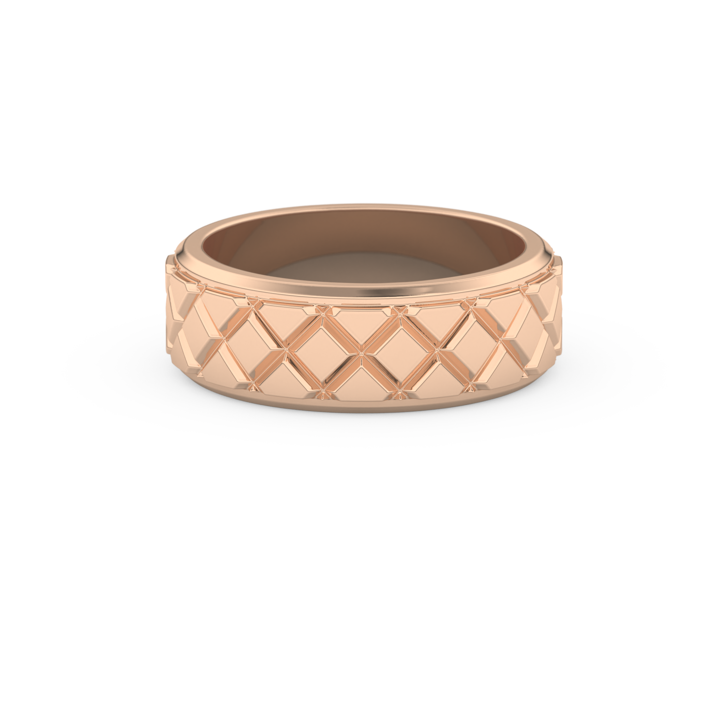 Patterned Men' s Wedding Band Moissanite – Yellow, White, or Rose Gold 14