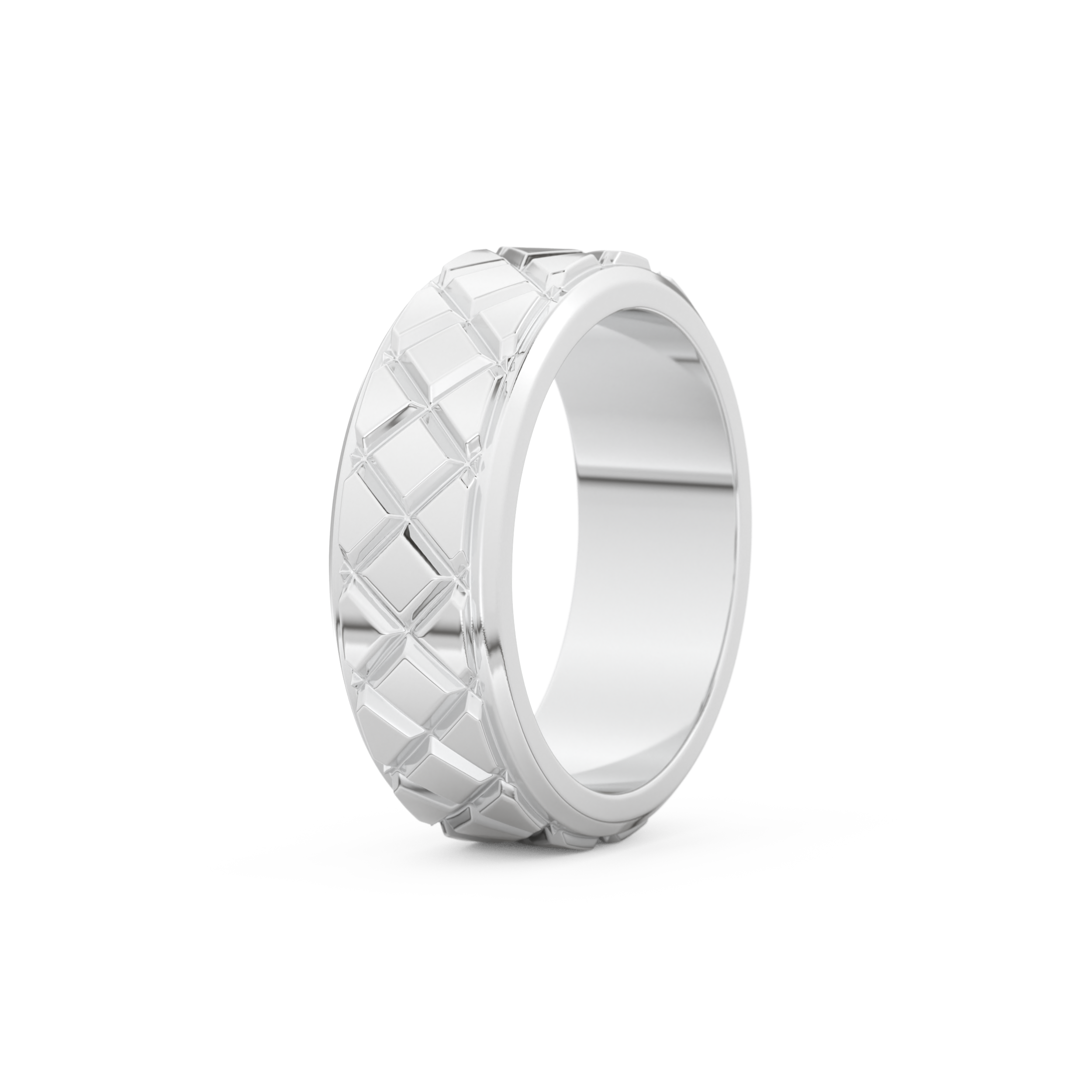 Patterned Men' s Wedding Band Moissanite – Yellow, White, or Rose Gold 3