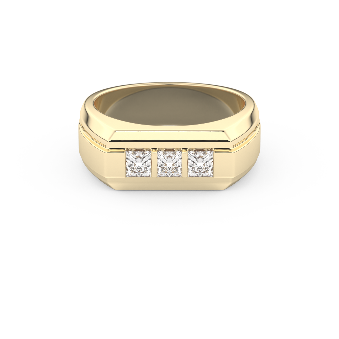 Multi Stones Style Wedding Band with 0.536 CT Princess Cut Moissanite – Yellow, White, or Rose Gold