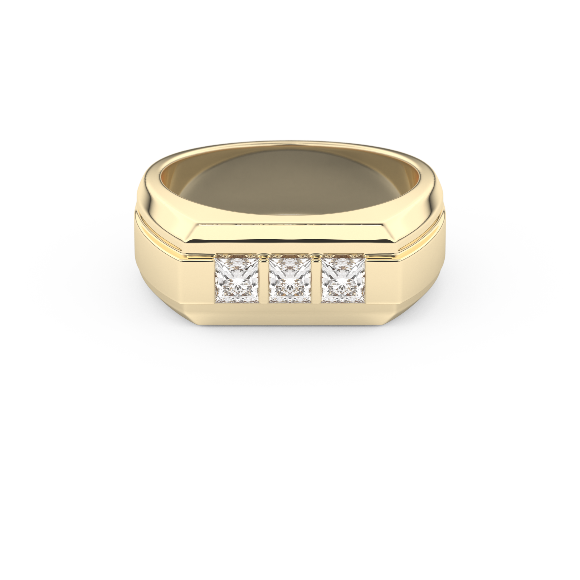 Multi Stones Style Wedding Band with 0.536 CT Princess Cut Moissanite – Yellow, White, or Rose Gold