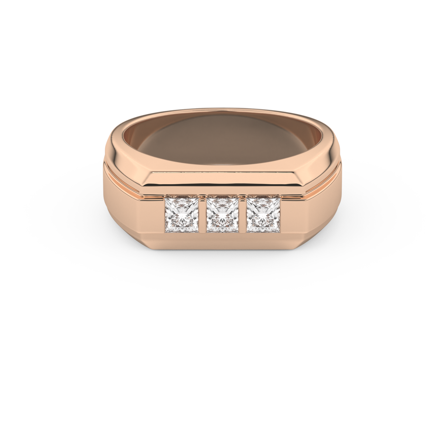 Multi Stones Style Wedding Band with 0.536 CT Princess Cut Moissanite – Yellow, White, or Rose Gold