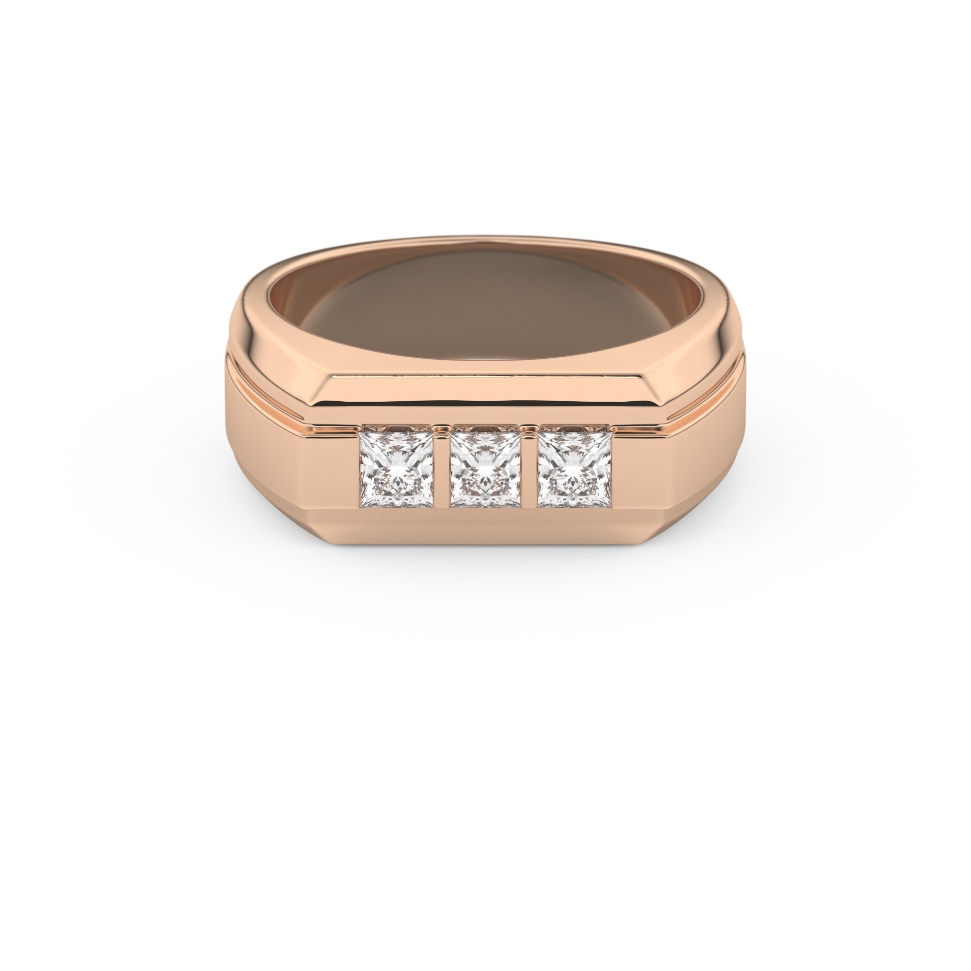 Multi Stones Style Wedding Band with 0.536 CT Princess Cut Moissanite – Yellow, White, or Rose Gold