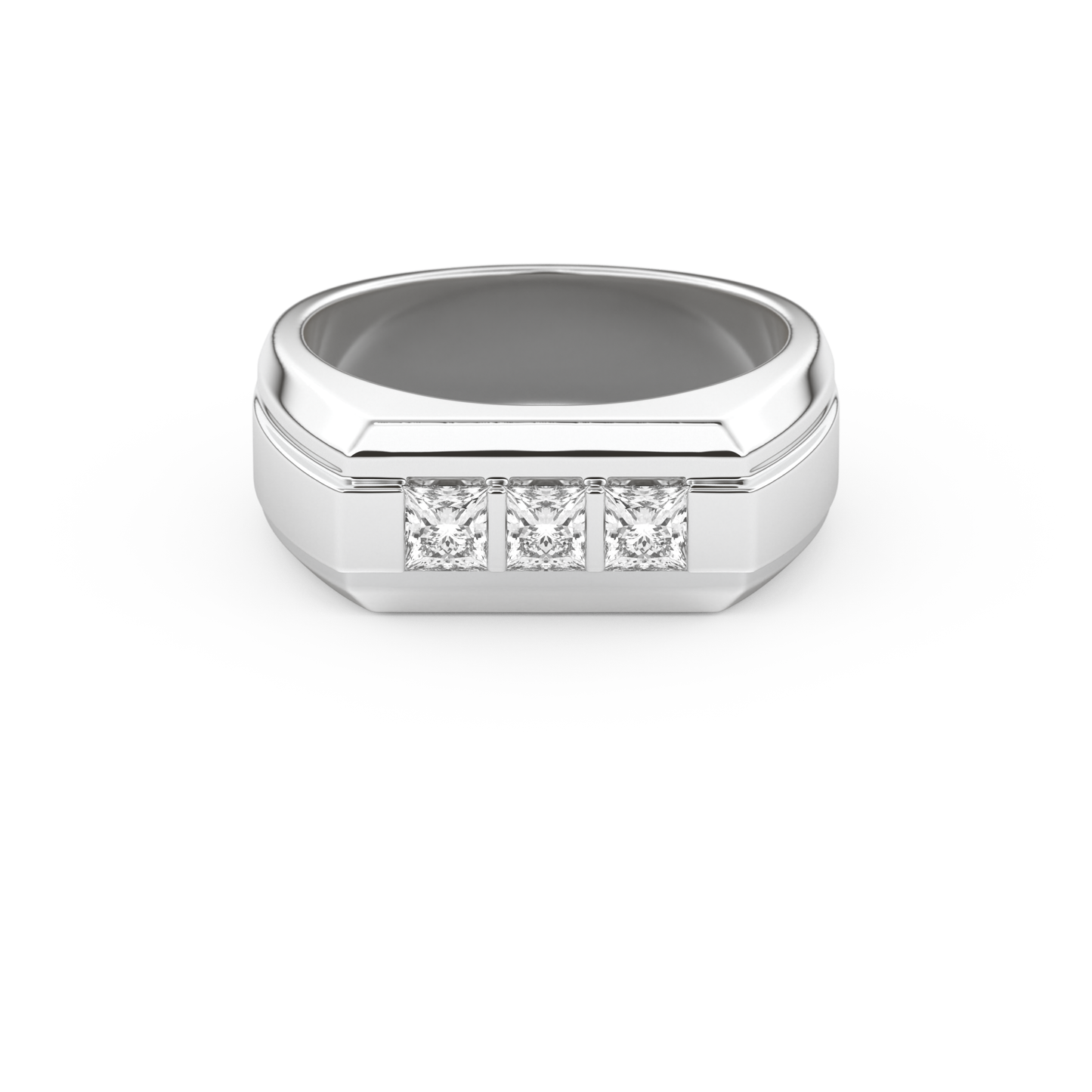 Multi Stones Style Wedding Band with 0.536 CT Princess Cut Moissanite – Yellow, White, or Rose Gold
