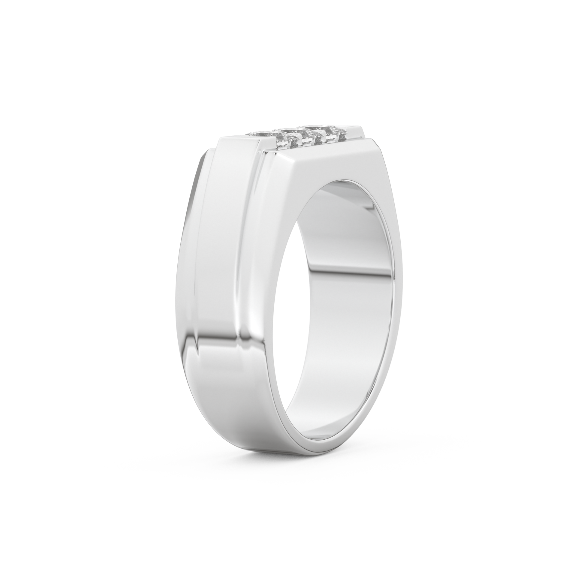Multi Stones Style Wedding Band with 0.536 CT Princess Cut Moissanite – Yellow, White, or Rose Gold