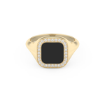 Signet Style Wedding Band with 0.15 CT Round Cut Moissanite – Yellow, White, or Rose Gold