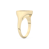 Signet Style Wedding Band with 0.15 CT Round Cut Moissanite – Yellow, White, or Rose Gold