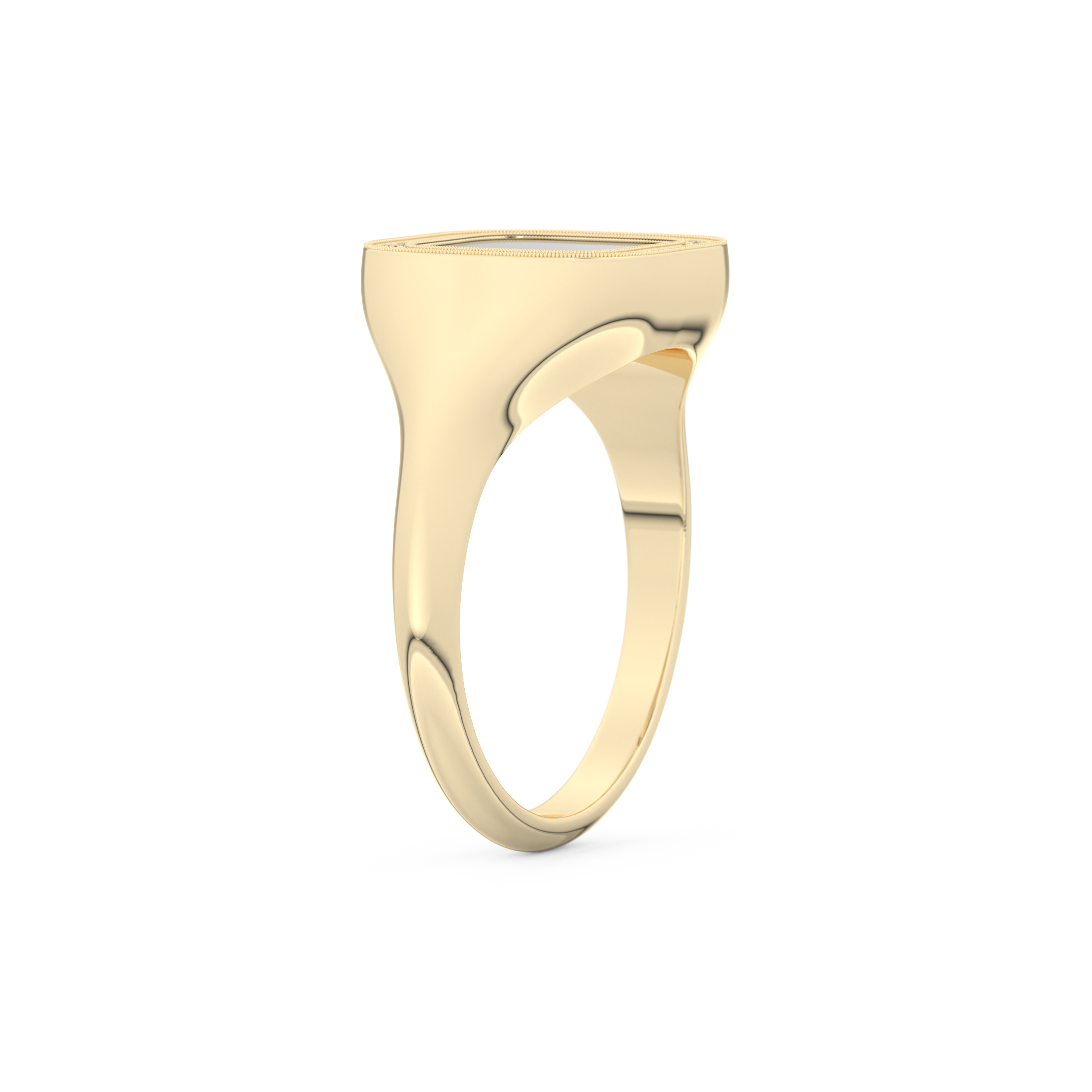 Signet Style Wedding Band with 0.15 CT Round Cut Moissanite – Yellow, White, or Rose Gold